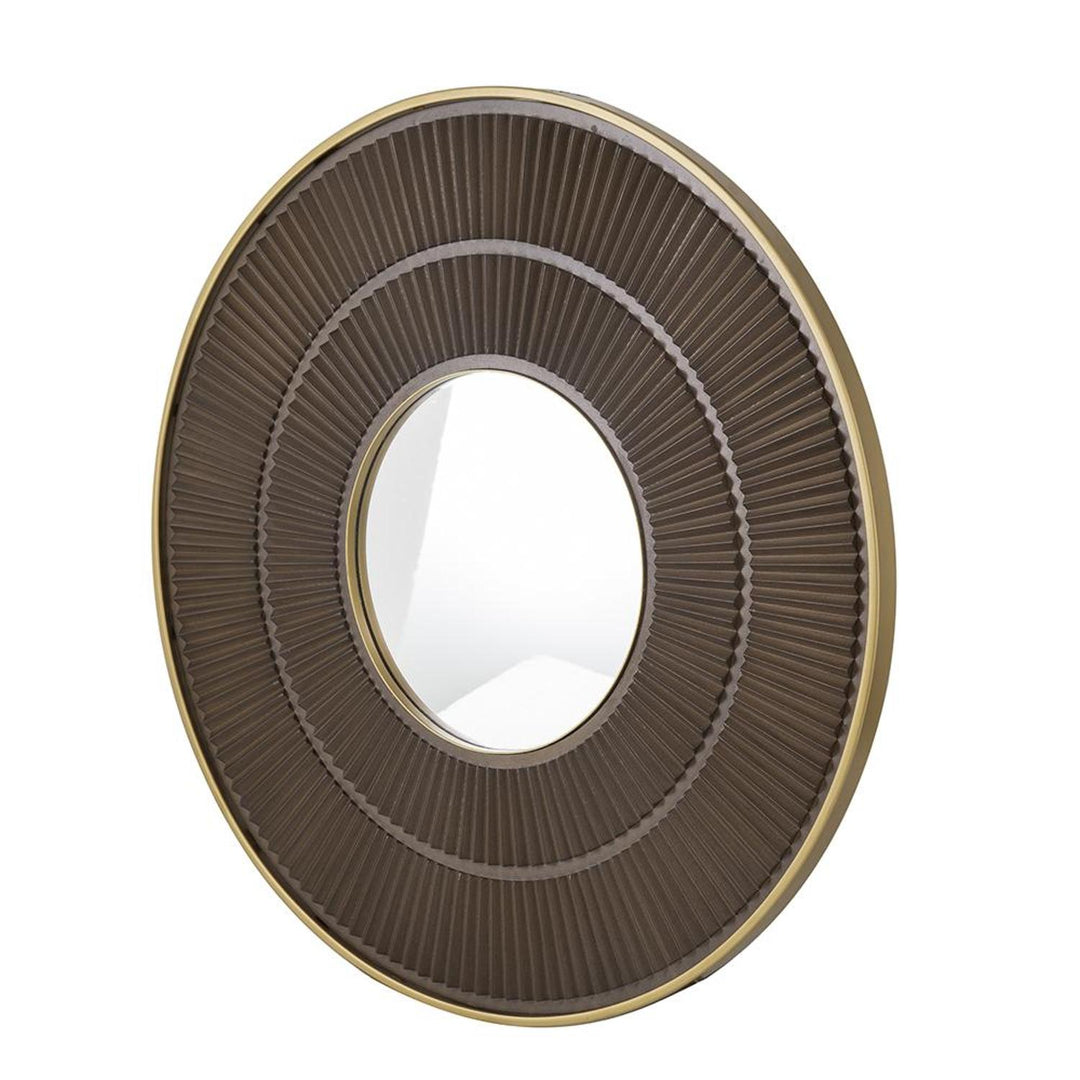 32" Gold and Black Round Framed Accent Mirror