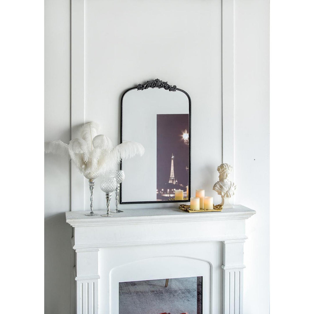 42" Black Crowned Top Framed Accent Mirror