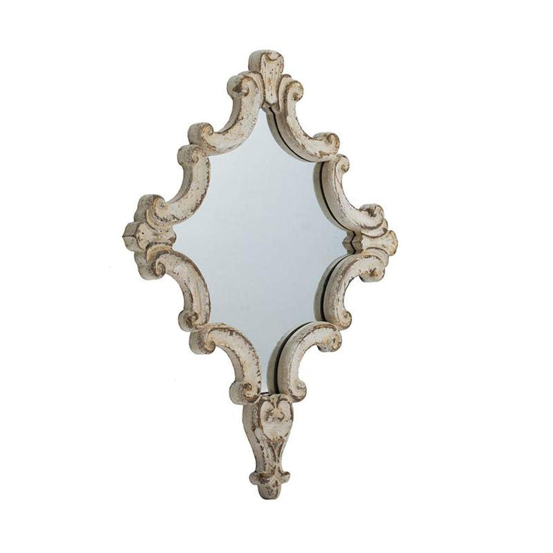 30" White Abstract Framed Accent Mirror