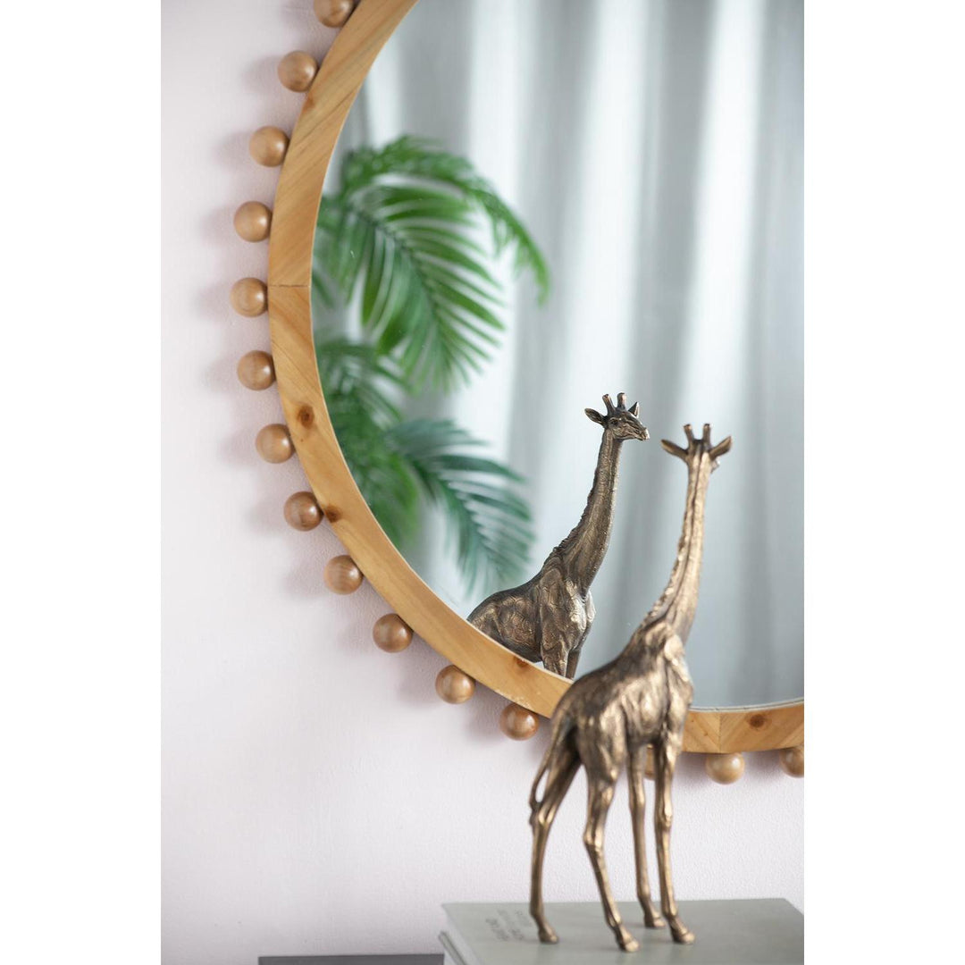 34" Brown Round Accent Mirror