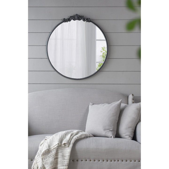 32" Black Crowned Top Framed Accent Mirror