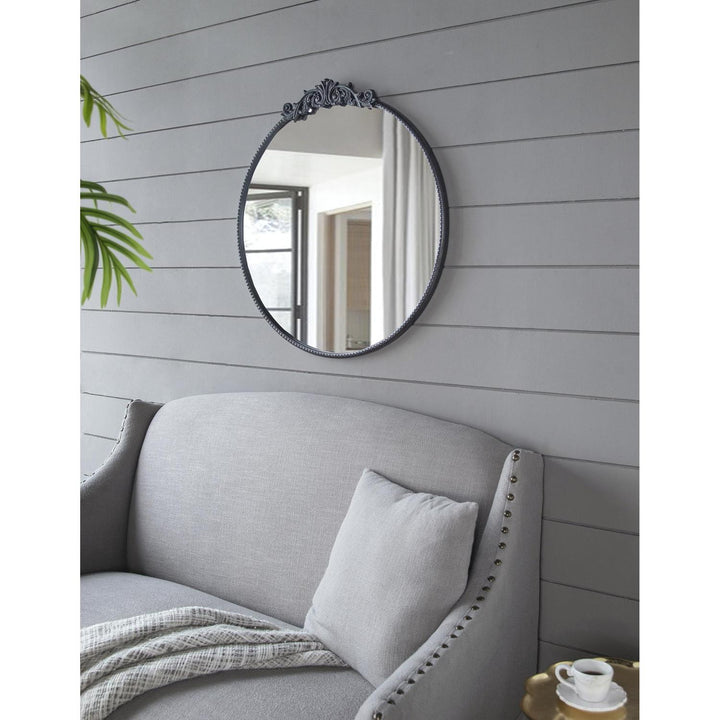 32" Black Crowned Top Framed Accent Mirror