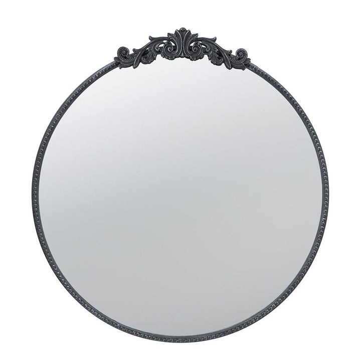 32" Black Crowned Top Framed Accent Mirror