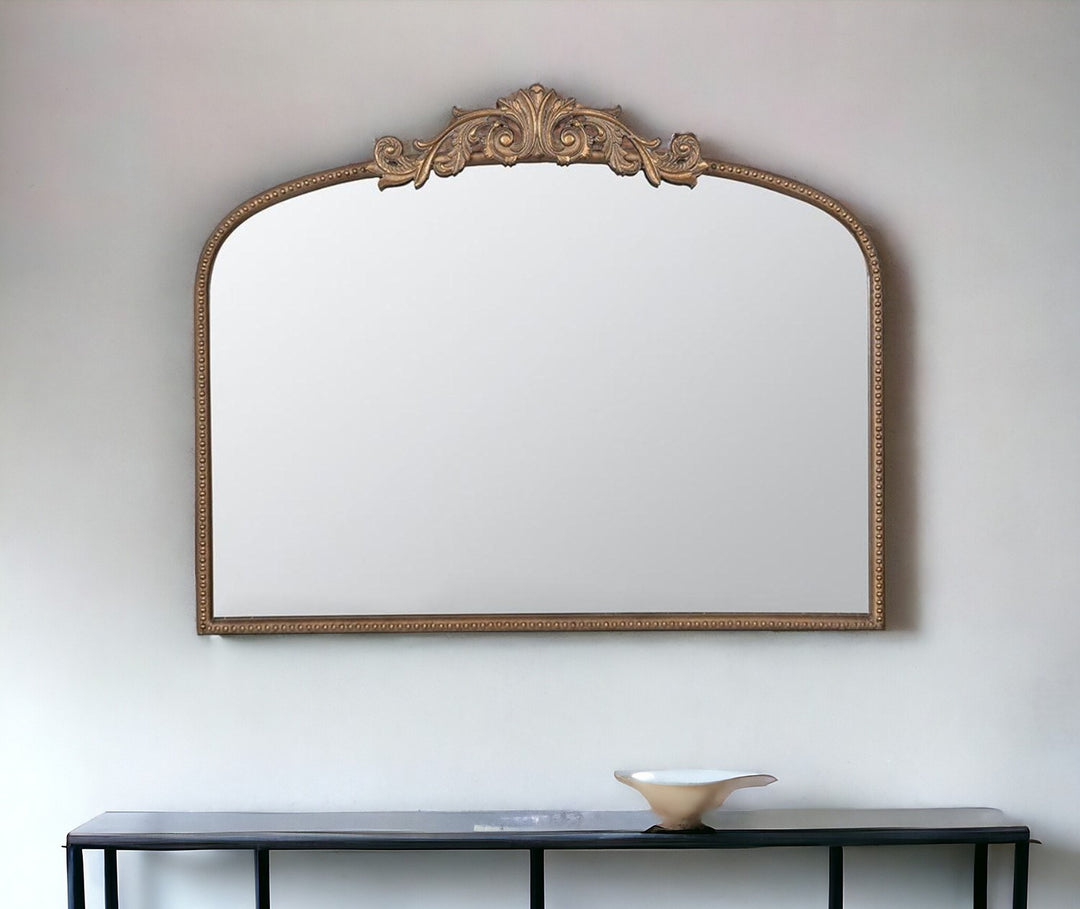 31" Gold Crowned Top Framed Accent Mirror