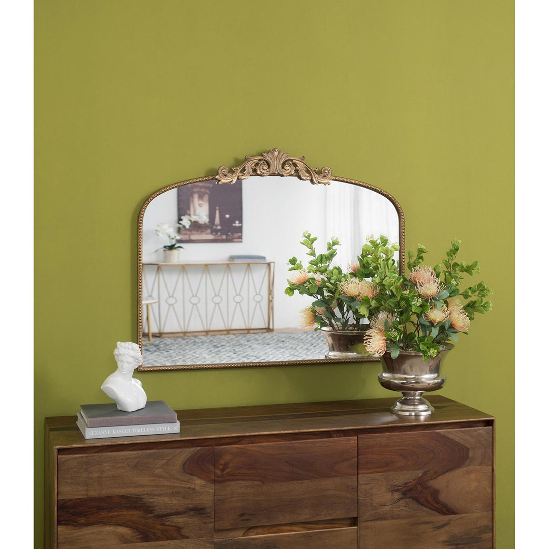 31" Gold Crowned Top Framed Accent Mirror