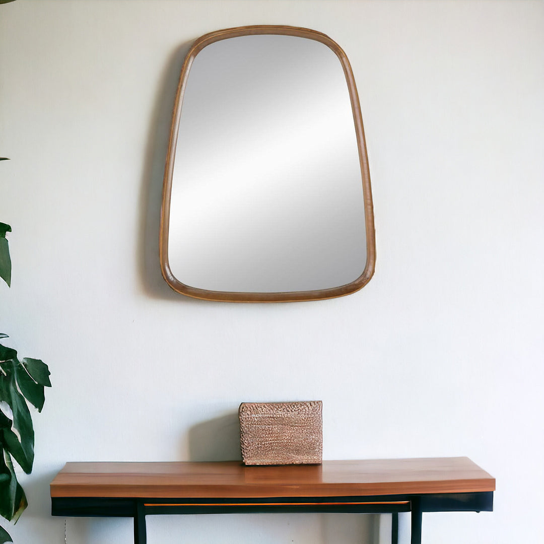 37" Brown Abstract Framed Accent Mirror