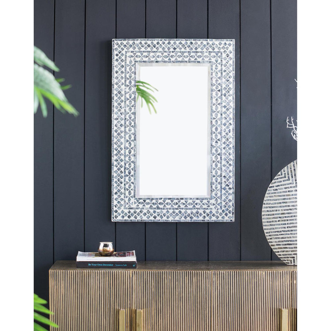 36" Black and White Framed Accent Mirror