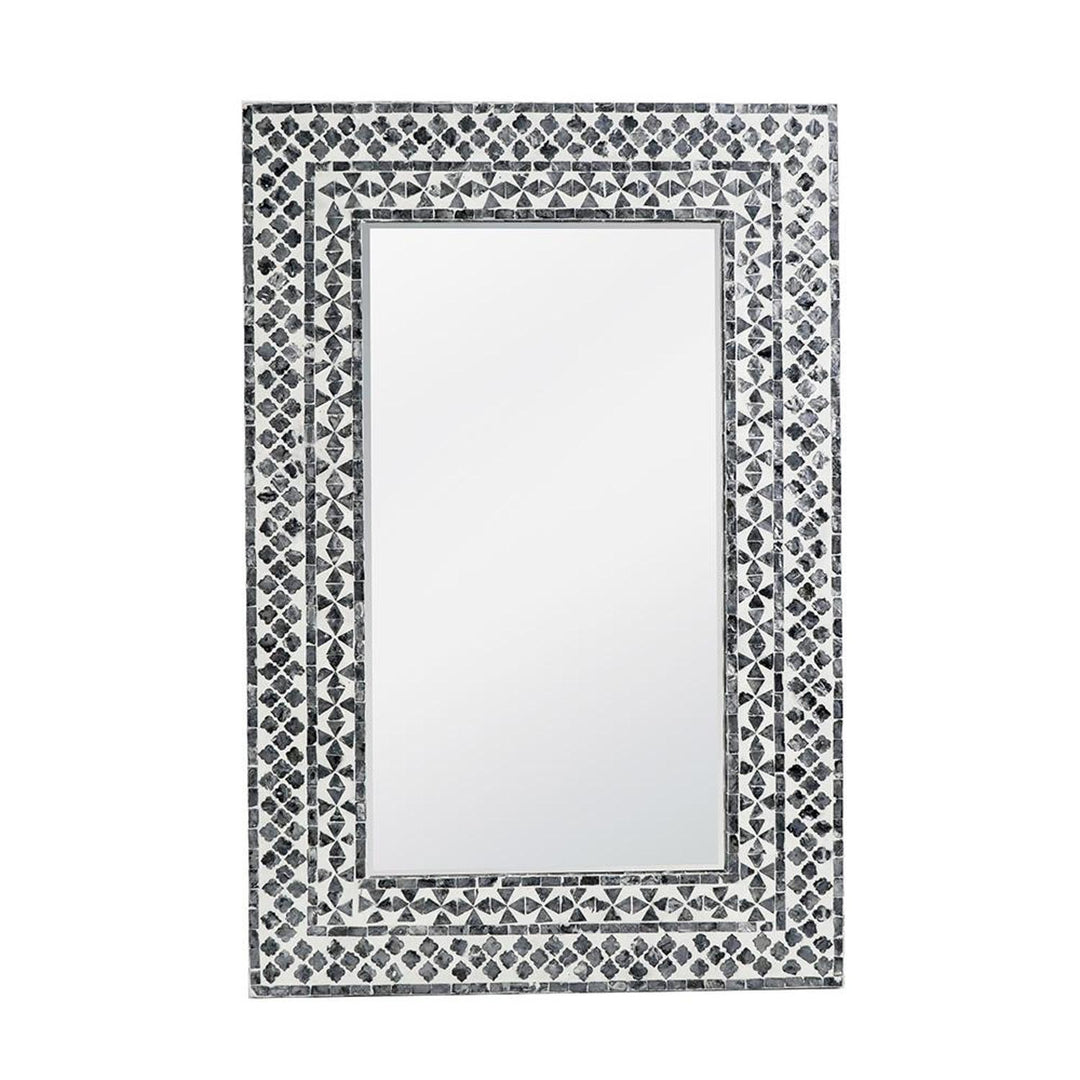 36" Black and White Framed Accent Mirror