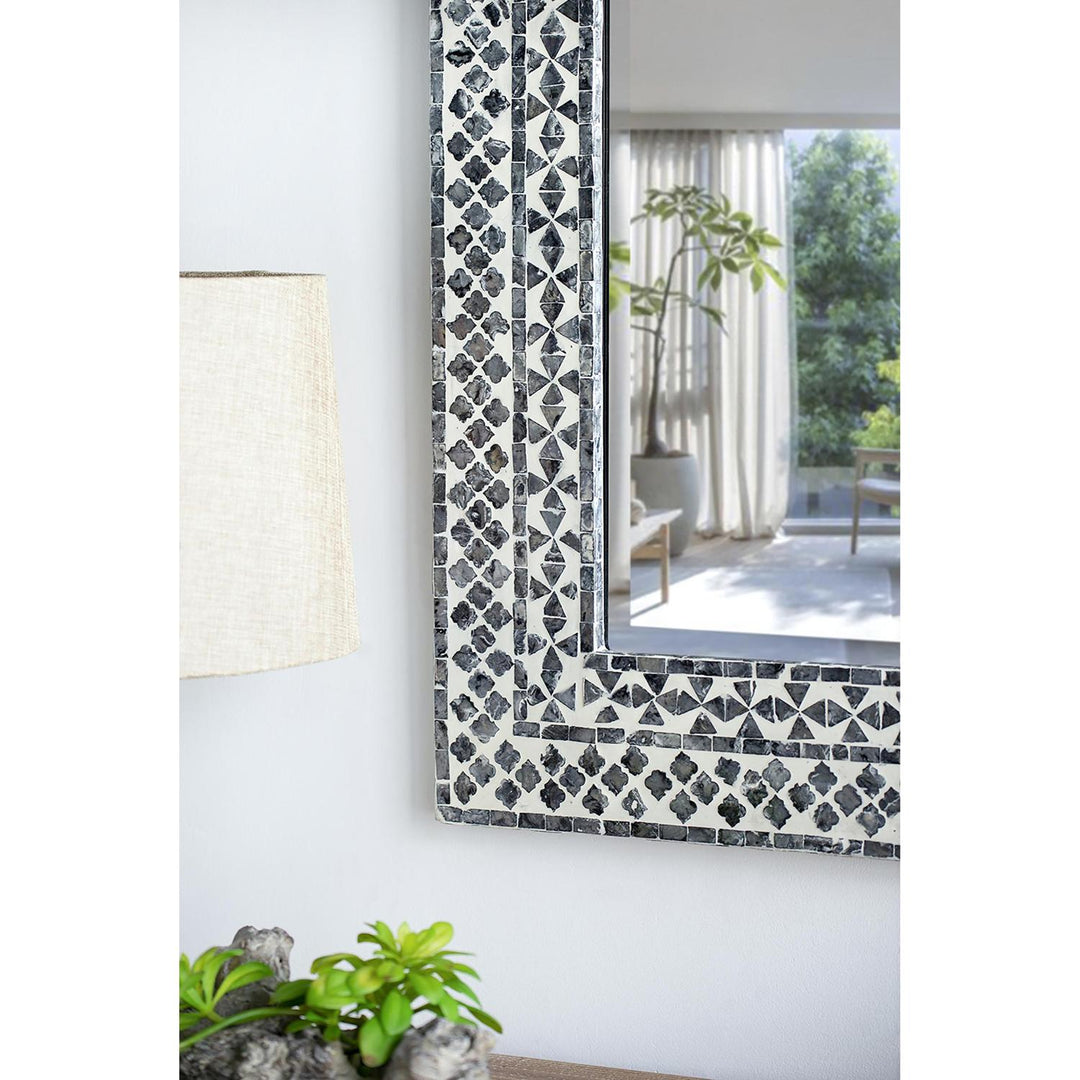 36" Black and White Framed Accent Mirror