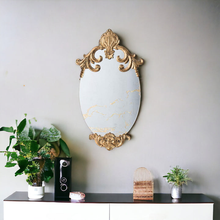 26" Gold Crowned Top Framed Accent Mirror