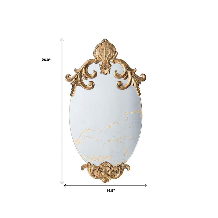 26" Gold Crowned Top Framed Accent Mirror