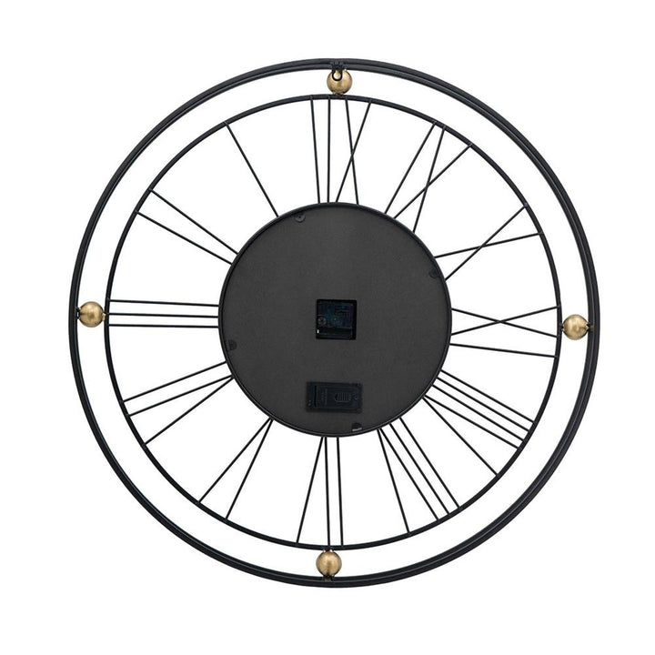 32" Circle Black and Gold Metal and Glass Analog Exposed Gear Wall Clock