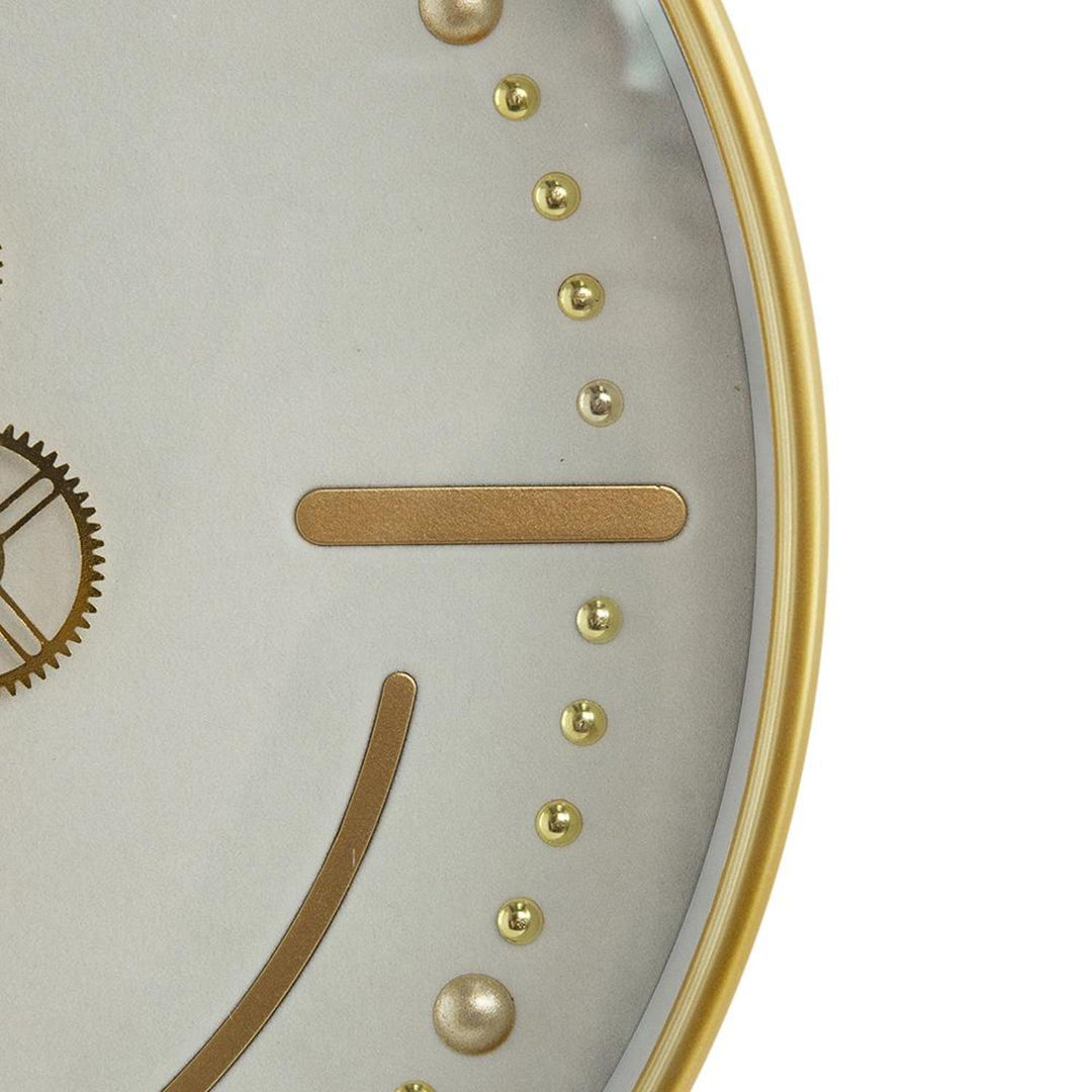 18" Circle Gold and White Metal and Glass Analog Wall Clock