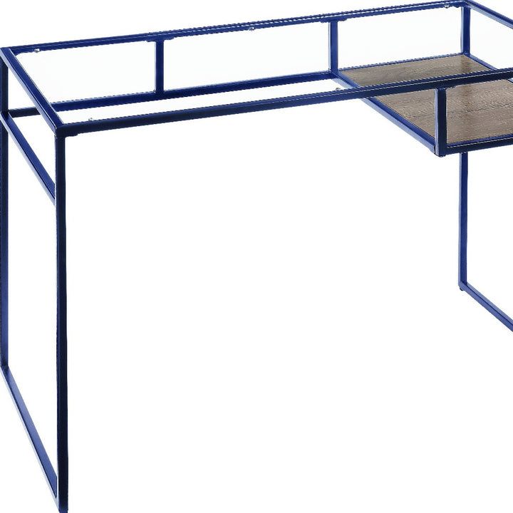 48" Clear and Blue Glass Writing Desk