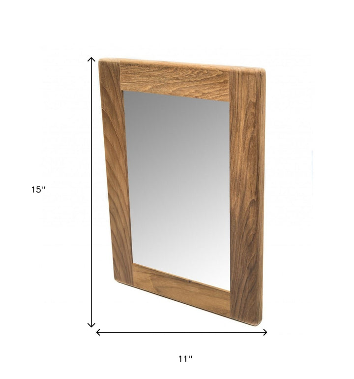 15" Brown Accent Solid Wood Mirror