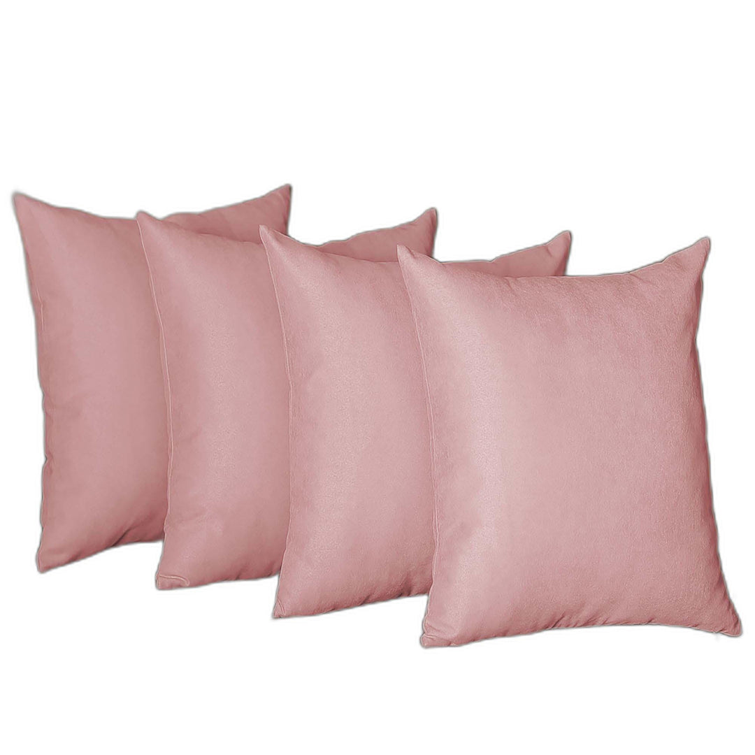 Set Of Four 20" X 20" Light Pink Polyester Zippered Pillow Cover