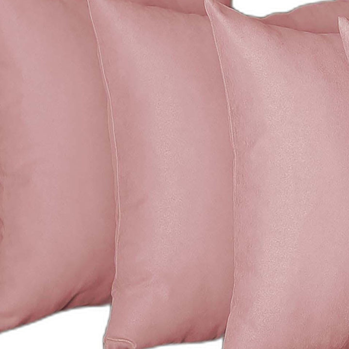 Set Of Four 20" X 20" Light Pink Polyester Zippered Pillow Cover