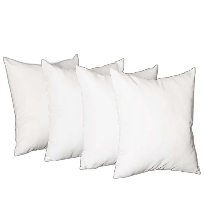 Set Of Four 20" X 20" White Polyester Zippered Pillow Cover