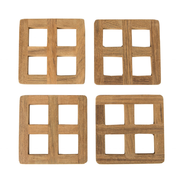 set of four 3.00 " Square Wood Coaster