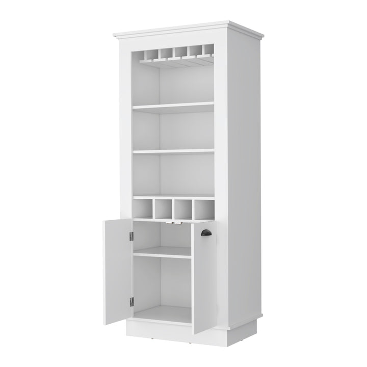 70" White Bar Cabinet With Wine Storage