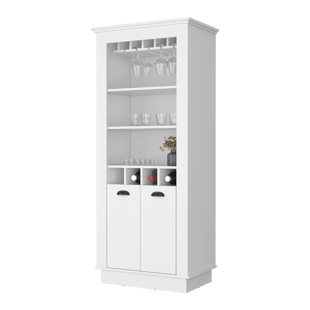 70" White Bar Cabinet With Wine Storage