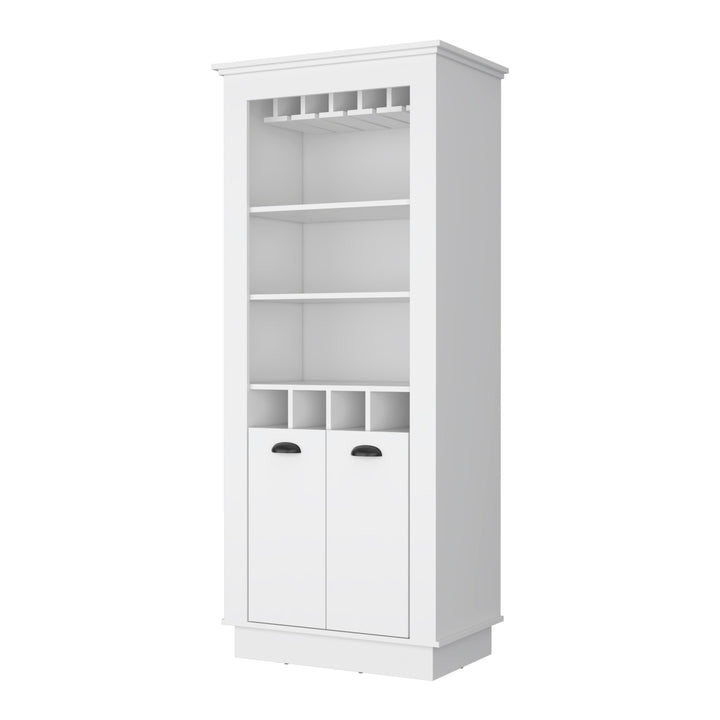 70" White Bar Cabinet With Wine Storage