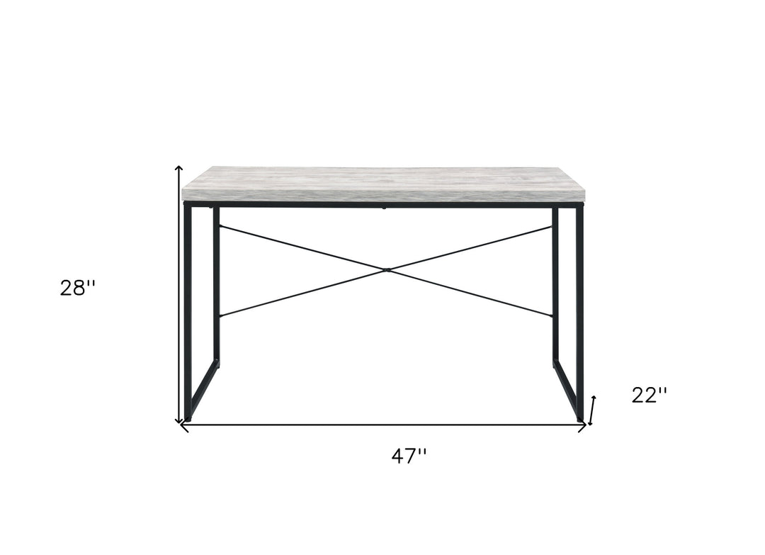 47" Antiqued White and Black Writing Desk