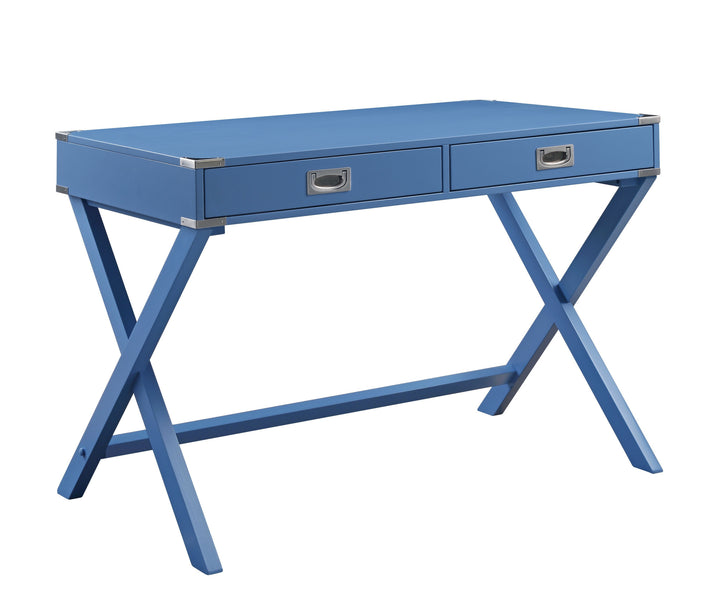 42" Blue Writing Desk With Two Drawers