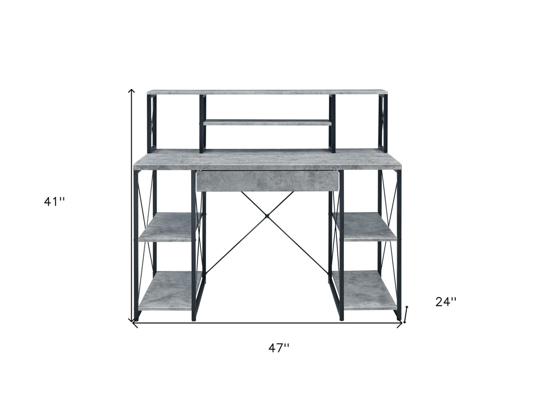 47" Gray and Black and Black Computer Desk