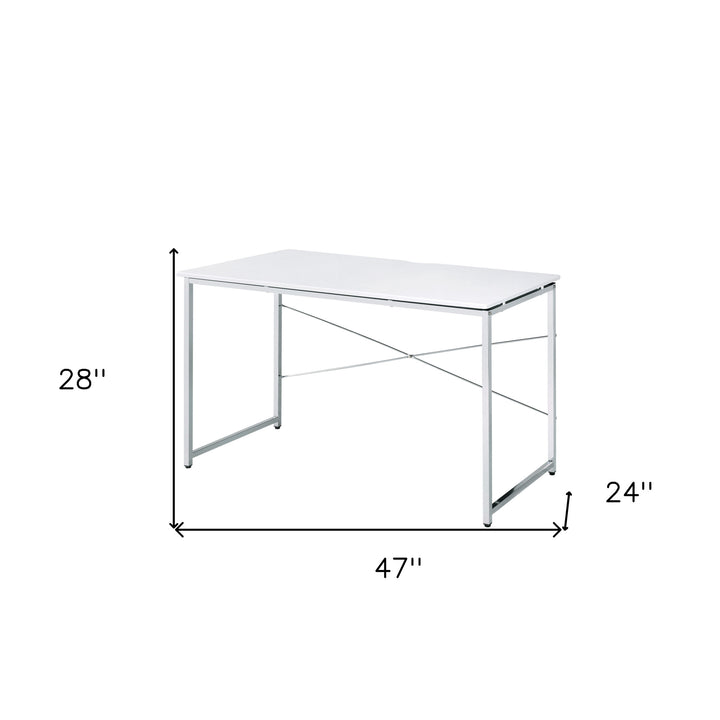 47" White and Silver Writing Desk