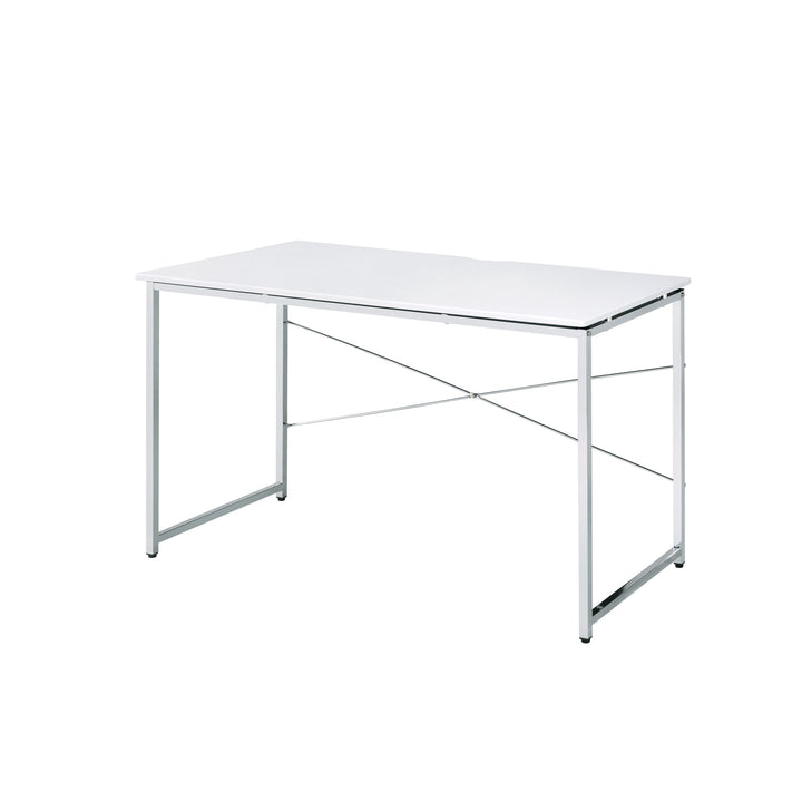 47" White and Silver Writing Desk