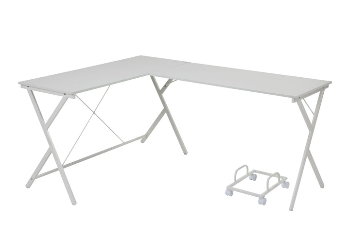 62" White L Shape Computer Desk