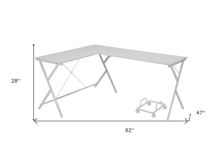 62" White L Shape Computer Desk