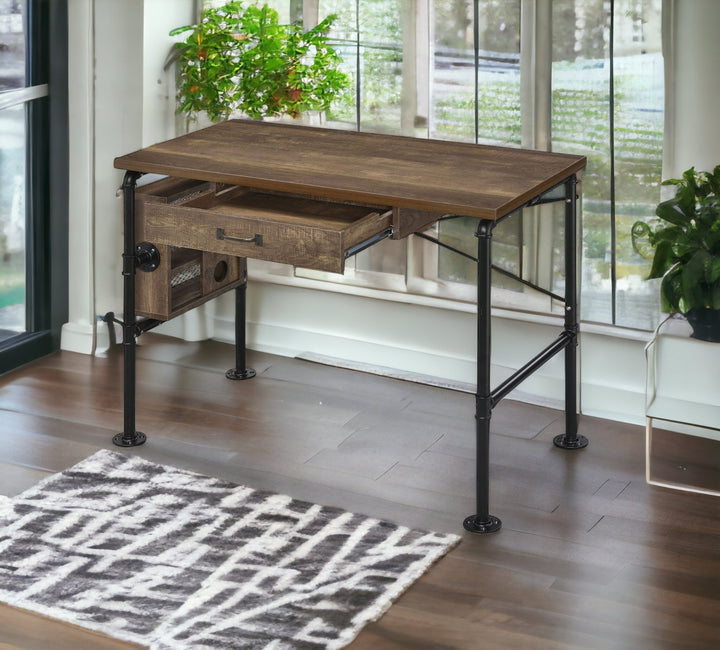 39" Brown and Black Writing Desk