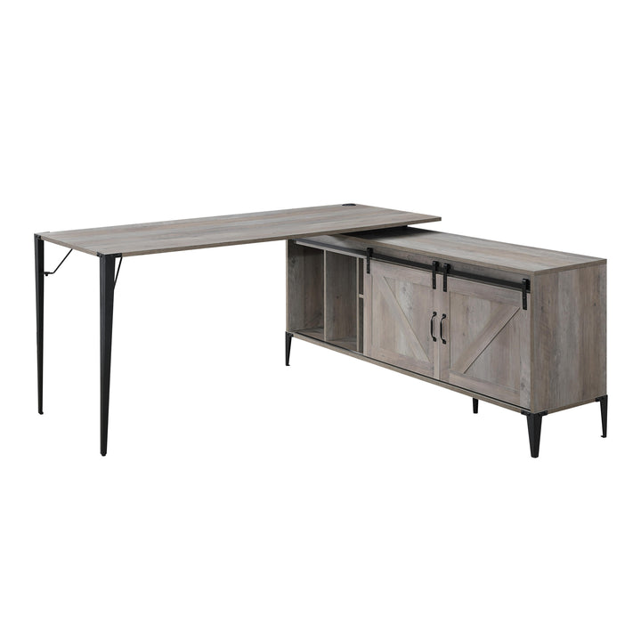 65" Gray and Black L Shape Writing Desk