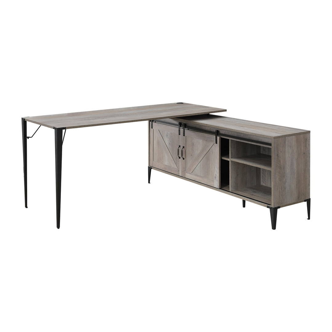 65" Gray and Black L Shape Writing Desk