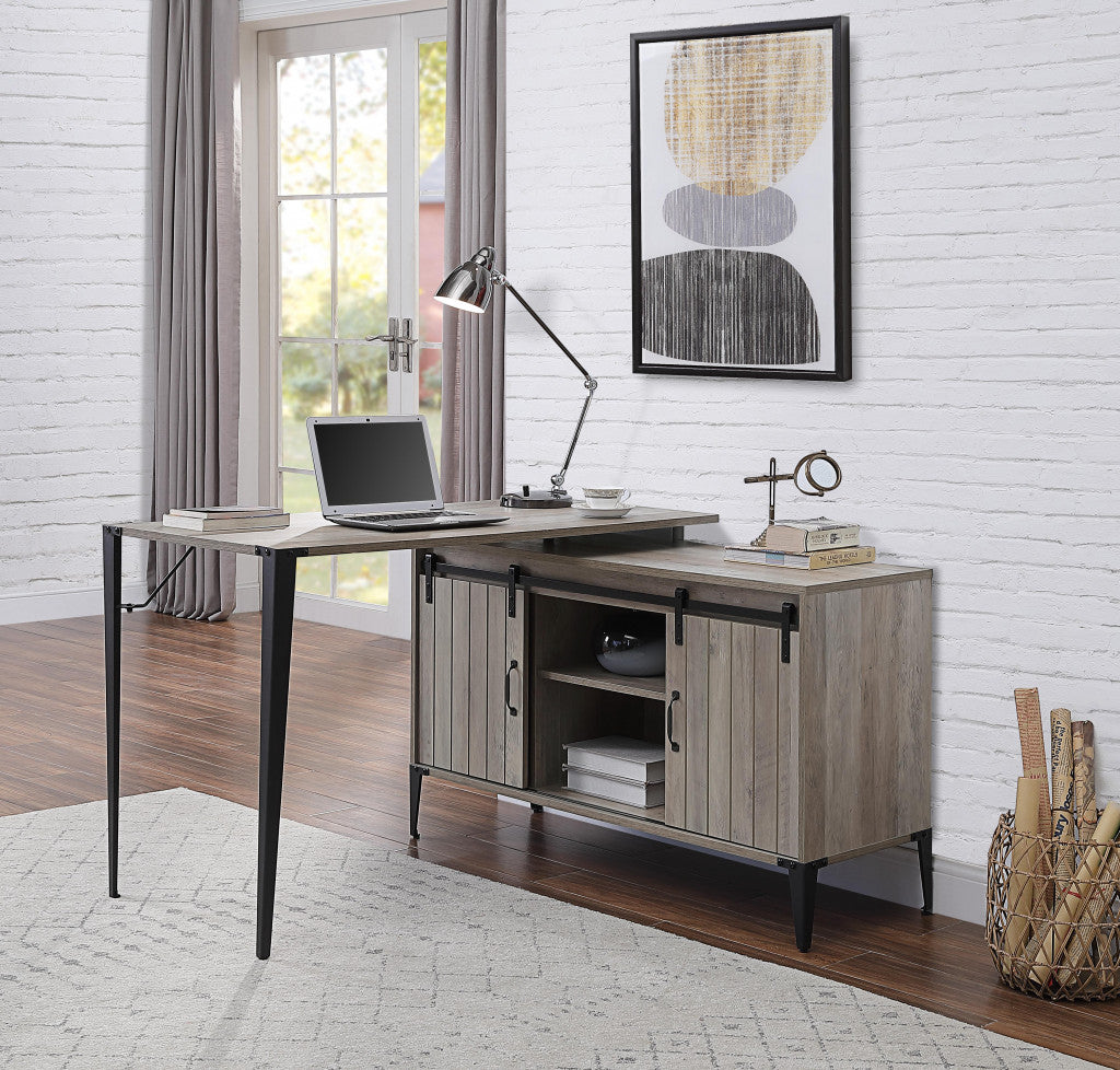 48" Gray and Black L Shape Writing Desk