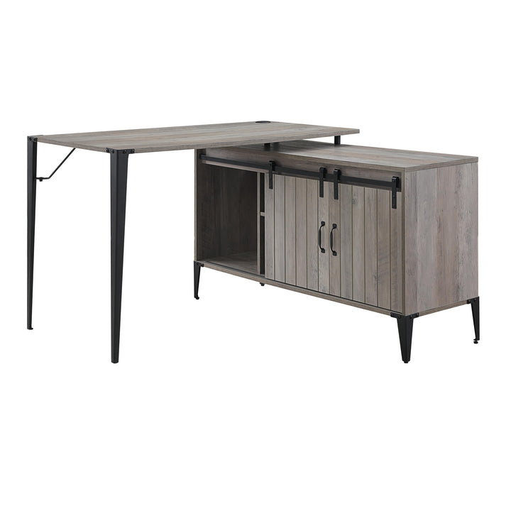 48" Gray and Black L Shape Writing Desk