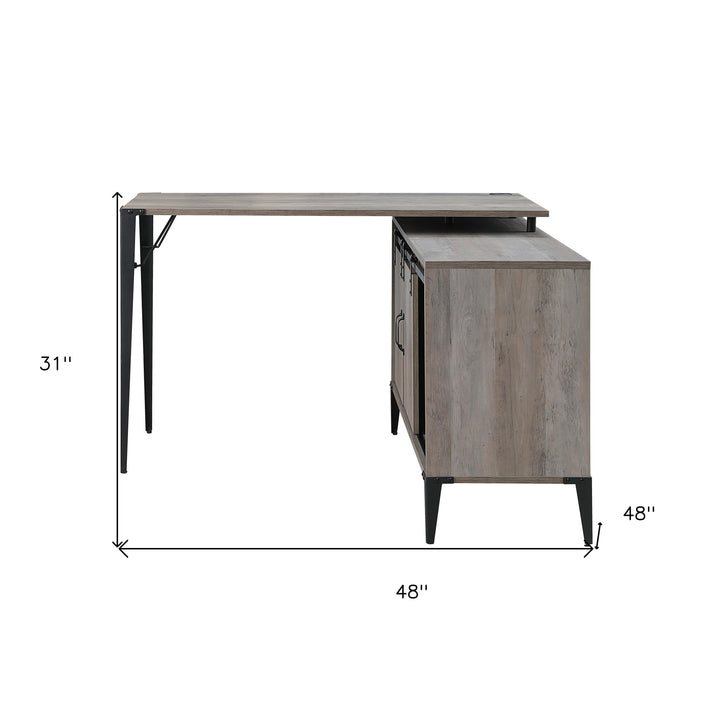 48" Gray and Black L Shape Writing Desk