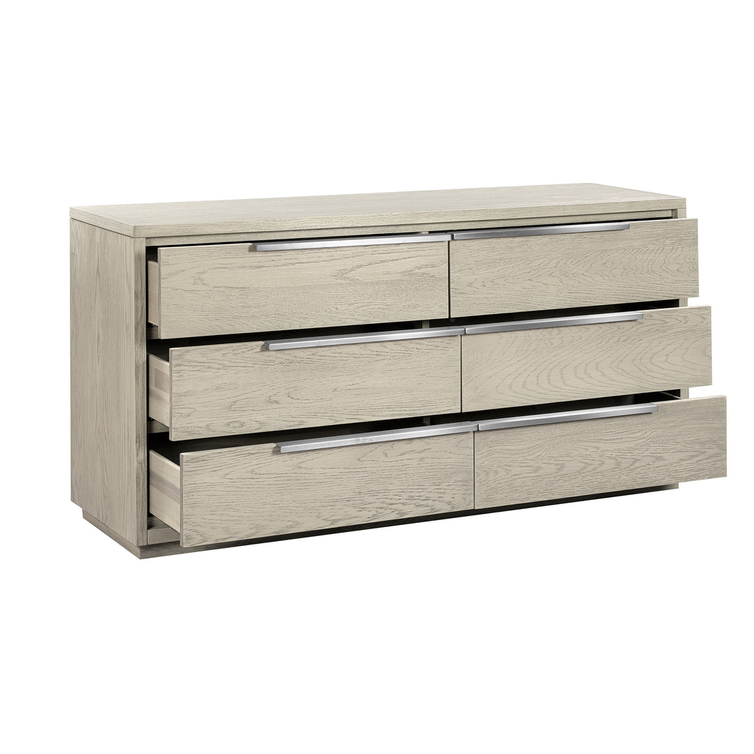 63" Gray Solid Wood Six Drawer Double Dresser