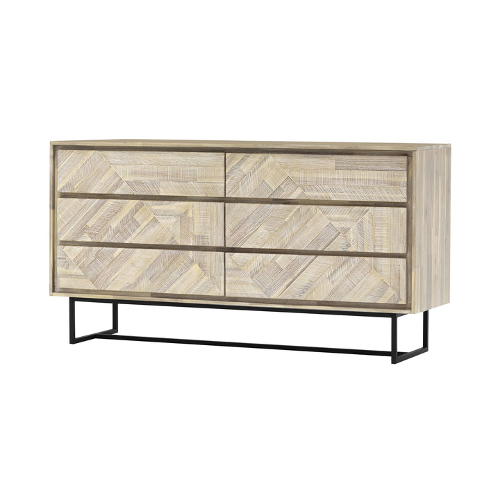 61" Natural Solid Wood Six Drawer Double Dresser