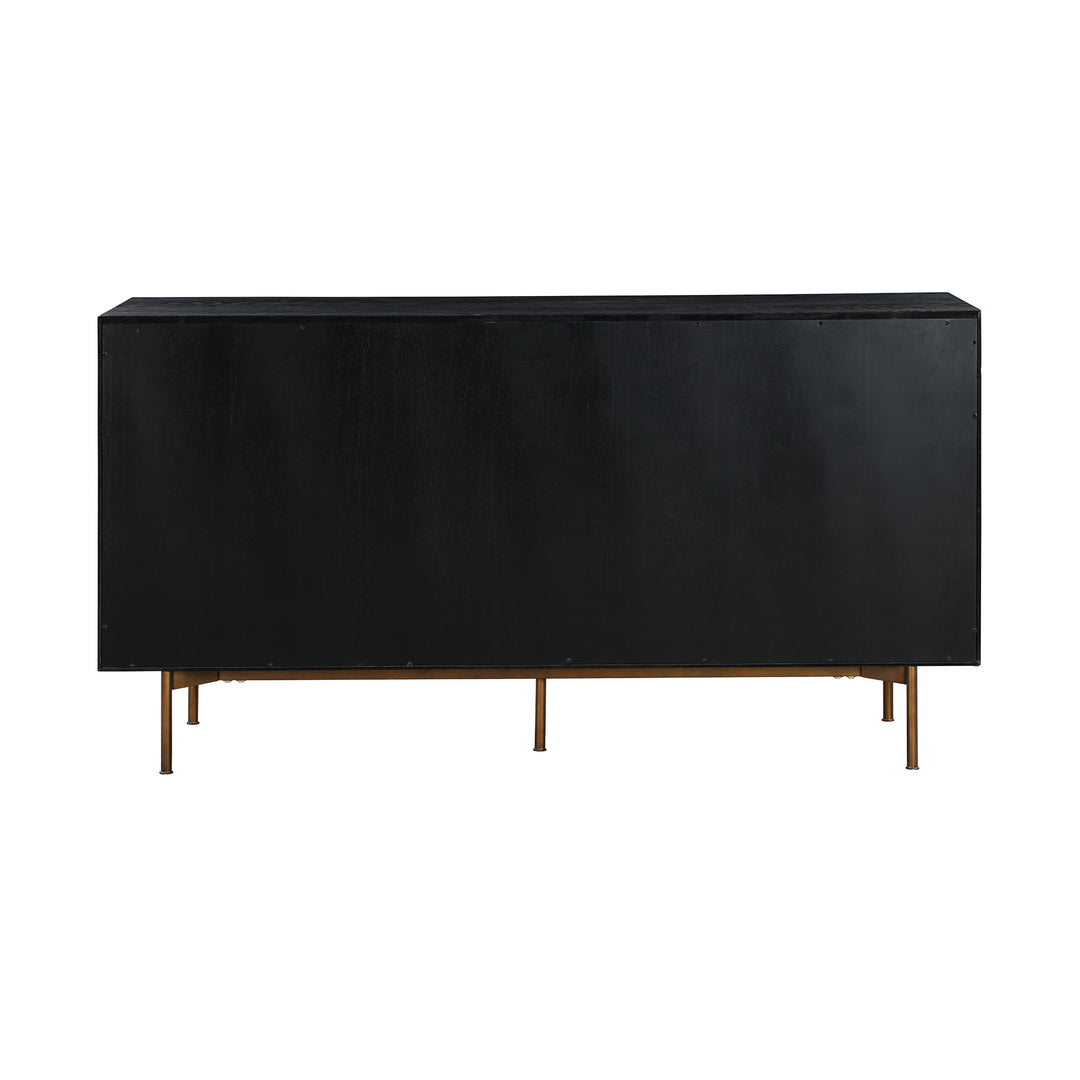 63" Black Solid Wood Six Drawer Double Dresser