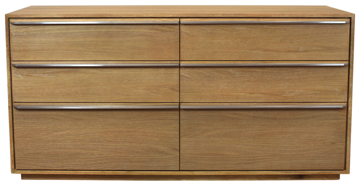 60" Natural Solid Wood Six Drawer Double Dresser