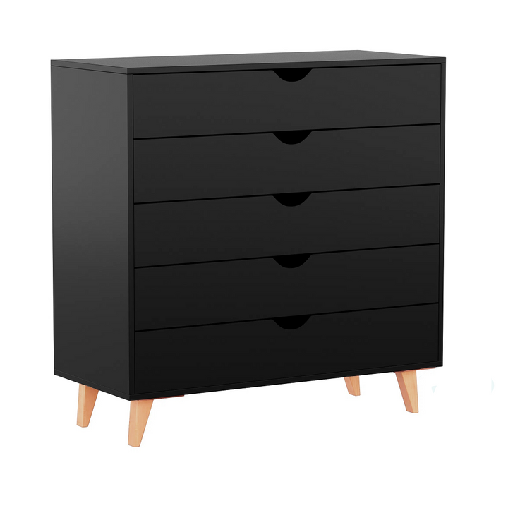 36" Black Five Drawer Dresser