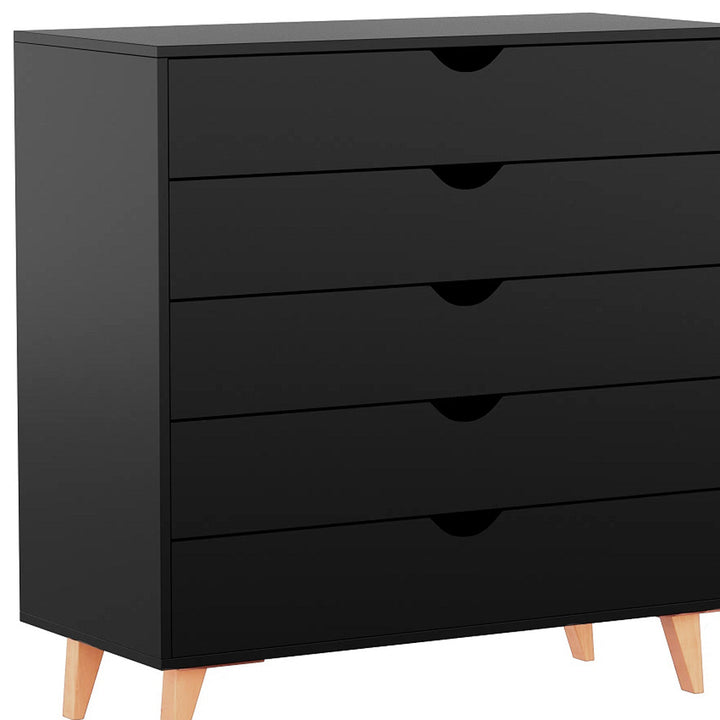 36" Black Five Drawer Dresser