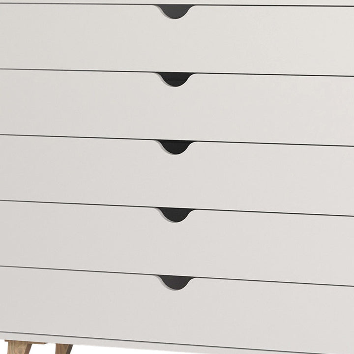 36" White Five Drawer Dresser