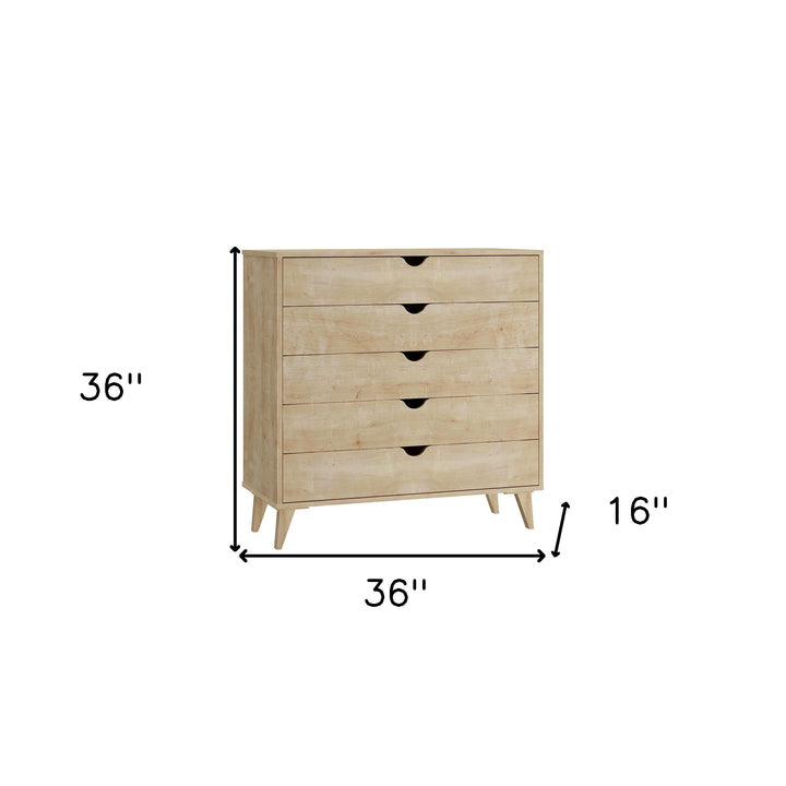 36" Natural Five Drawer Dresser