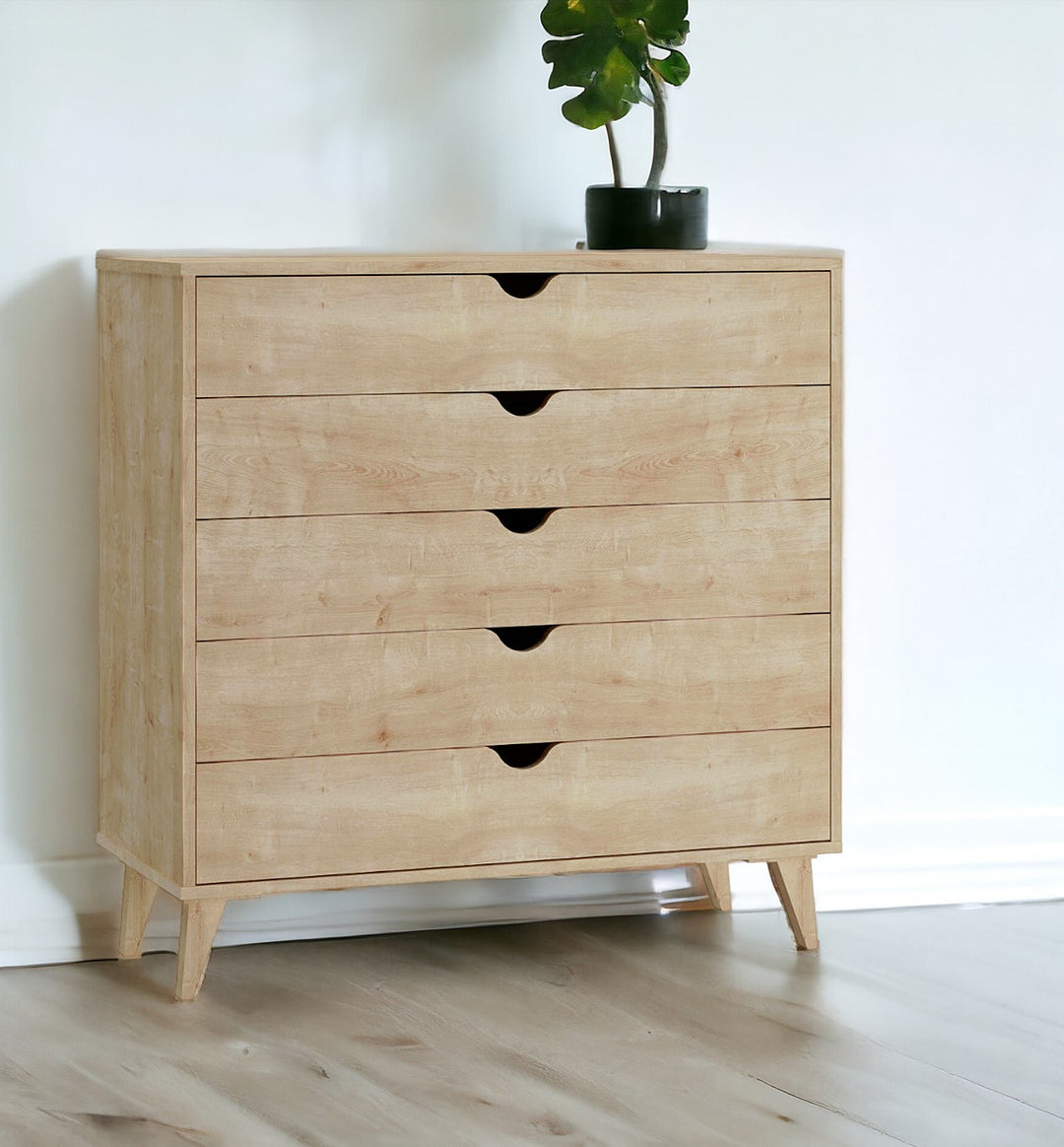 36" Natural Five Drawer Dresser