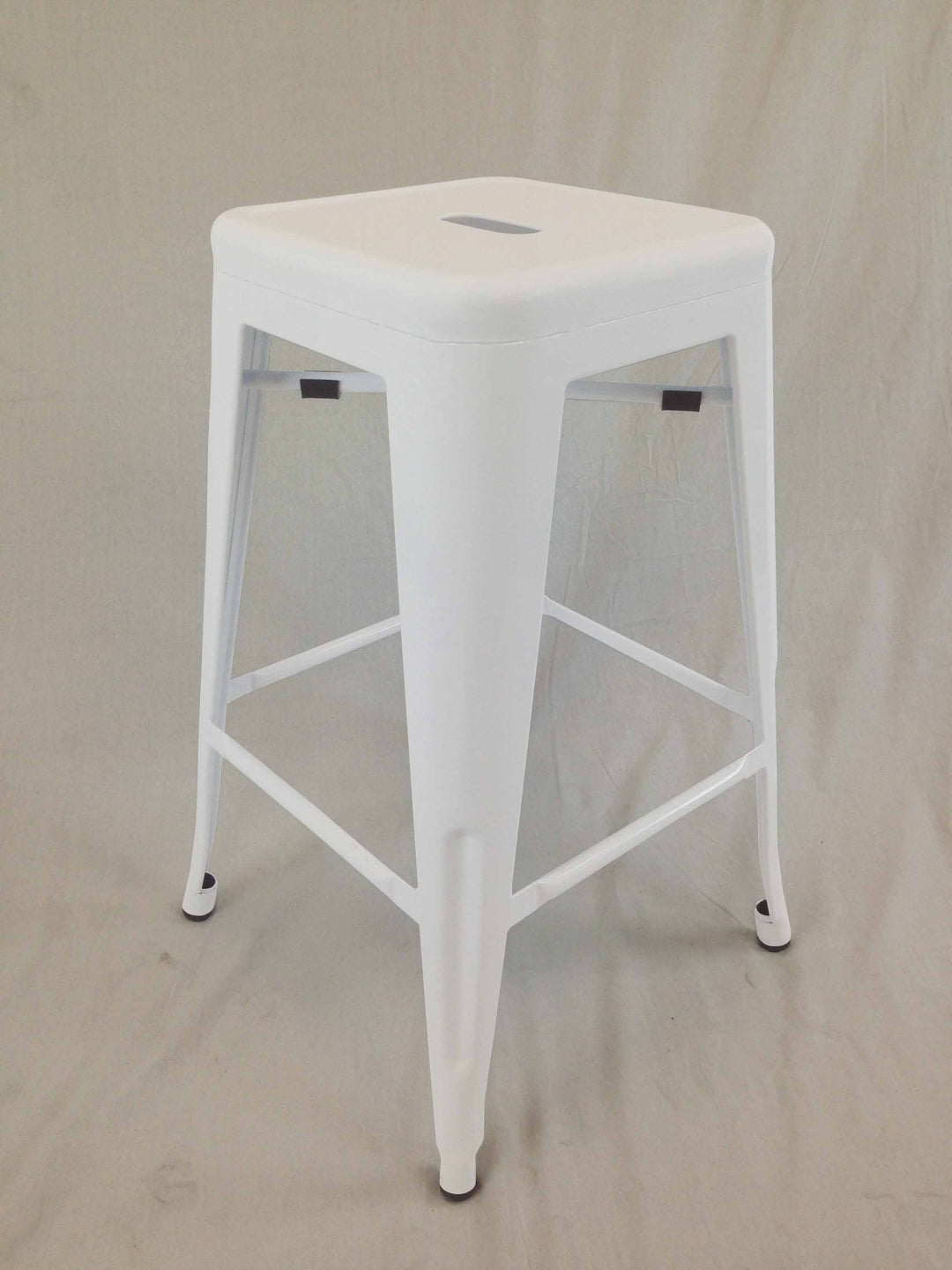 Set of Four 30" White Metal Backless Bar Height Bar Chairs