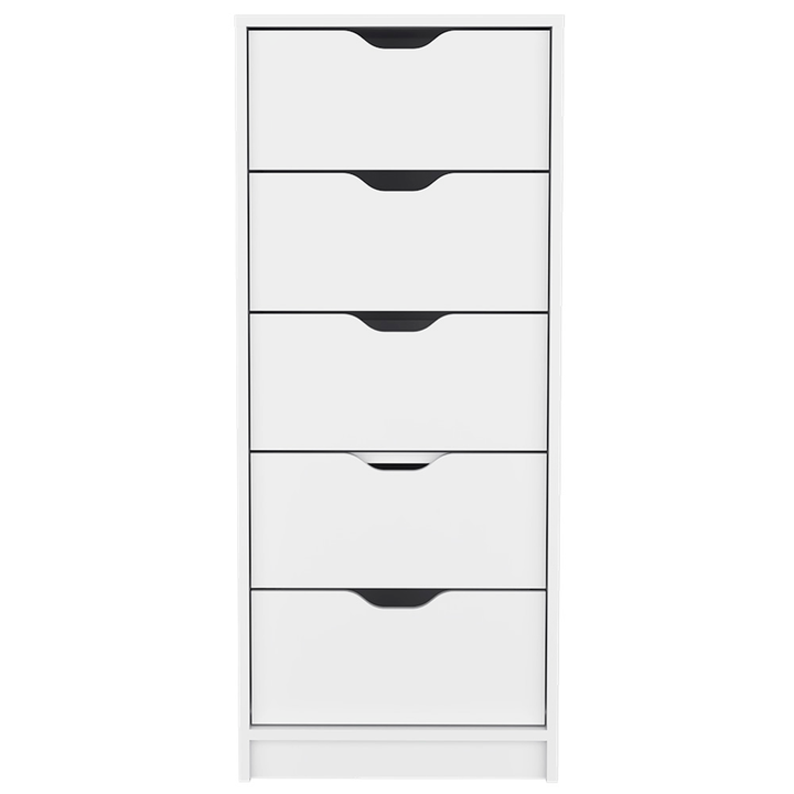 18" White Five Drawer Standard Chest